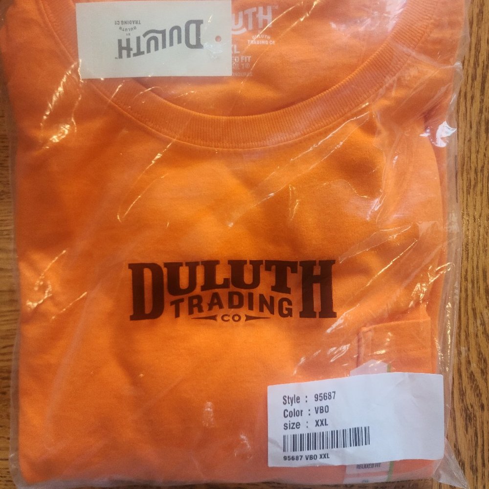 Duluth Trading Men's Longtail T Relaxed Fit Long Sleeve Crew Pocket XXL Orange